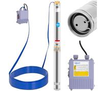 hillvert Pompe Submersible Pompe À Eau Immergée HT-ROBSON-SP2200-72 (Débit De 9 000 l/h, 2 200 W, Hauteur De Refoulement 72 m, Pour Forages ø 100 mm, Boîtier De Commande Compris)