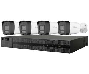HiLook, alimenté par HIKVISION : Kit éclairage hybride intelligent, caméra Bullet 6 Mpx, 2 To / 1x NVR-108MH-C/8P / 4x IPC-B160HA-LUF