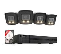 HiLook by HIKVISION Kit PoE avec 4 caméras Bullet 6MP avec Slot SD, Vision Nocturne Hybride IR/Couleur, détection IA Intelligente, NVR 8CH 4K, Disque Dur 2To, Surveillance Via Application Incluse
