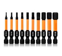 Hilpaty Jeu de 10 Embout Visseuse Hexagonale Longueur 50mm Bit de Tournevis Allen à Aimanté Choc H1,5 H2 H2,5 H3 H3,5 H4 H5 H6 H7 H8, Tige Hexagonale 1/4"