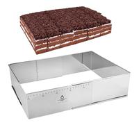 Hilsita Cadre à gâteau rectangulaire réglable, anneau à tarte rectangulaire, moule à brownie en acier inoxydable, moule à gâteau tiramisu, cadre de cuisson rectangulaire, hauteur 10 cm
