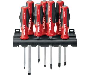 Hilti 2039207 Lot de 7 tournevis manuels S-SD-S COMP (visseuse manuelle, embout Black Point et cadre de montage mural, insert hexagonal)