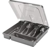 HIMAugbo Boîte à couverts avec couvercle pour le camping et les voyages, 5 compartiments, noir