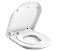 Himimi Abattant WC Familial 2 en 1 avec Réducteur Enfant Intégré, Lunette WC Clipsable avec Frein de Chute, Charnières Réglables, pour Adultes et Enfants, Forme D, Blanc, 445 x 365 x 52 mm