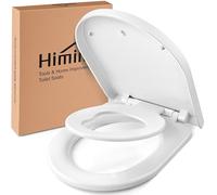 Himimi Abattant WC, Familial Cuvette Toilette avec Siège Enfant Magnétique, Frein de Chute et Charnière Réglable, Lunette WC pour Adultes et Enfants, Forme D, Blanc (445mm x 365mm x 52mm)