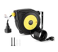 Himimi Automatische Kabeltrommel 13 M, 1250W ~ 2000W Kabelaufroller, 10m + 3 meter Stromtrommel Kabelroller, Verlängerungskabel außen Wandmontage, Überlastschutz, Wand und Deckenmontage, 180° drehbar