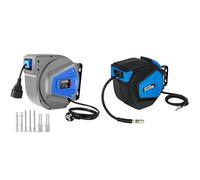 Himimi Enrouleur Electrique 15m + 1m 1500W ~ 3000W rallonge electrique 180 ° pivotant latéralement & Güde 02882 Dévidoir de tuyau automatique 15 m, Bleu