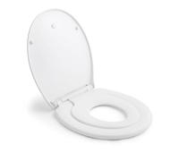 HIMIMI Lunette de Toilette avec Siège Enfant Magnétique, Frein de Chute et Charnière Réglable, Abattant WC en Polyéthylène pour Adultes et Enfants (447 x 371 x 55 mm), U Forma, Blanc