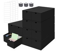 HIMOMO Lot de 6 Flashbox A8, Noir - Boîte de rangement en carton pour fiches 52 × 74 mm, boîte à fiches pour apprendre, maison, recettes, bureau (convient à 10000+ fiches)