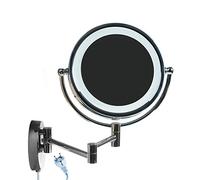 HIMRY 8,5 Pouces LED Miroir cosmétique Mural Grossissant x10 Lumineux Extension Pliant - Double Face: Normale et Grossissant x10, 360 Degrés Rotation, KXD3129-10x