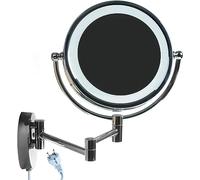 HIMRY 8,5 Pouces LED Miroir cosmétique Mural Grossissant x7 Lumineux Extension Pliant - Double Face avec Normale et Grossissant x7-360 degrés Rotation, KXD3129-7x