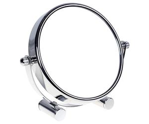 HIMRY Miroir cosmétique design, rotatif à 360 ° Double face : normal et grossissement x 10. Miroir sur pied, miroir de rasage, miroir de salle de bain. Chromé., 5'' Durchmesser, 5-fach