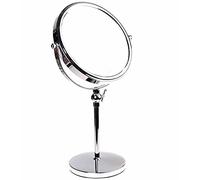 HIMRY Miroir Maquillage, Hauteur Réglable, 5X Grossissement, Ø 20 cm, Miroir de Table Double Visage, Miroir de Salle de Bain, Tournant Miroir de Rasage, orientable sur 360°, chromage, KXD3101-5x