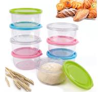 HINATDD 8 Boîtes à Pâton Pizza 600ml Rond avec Couvercle | Récipient Levée Pâte, Plastique Transparent, Empilable pour Fermentation, Rangement Frigo, Idéal pour Boulanger Amateur