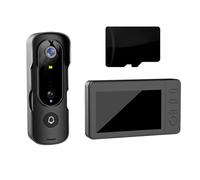hindraem Système d'interphone vidéo sans Fil avec détection Humaine Intelligente par IA, Nocturne Haute définition en Couleur, sans écran Wi-FI, Carte Standard + 12 Go