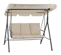 HinHocker Balancelle 3 places avec toit pare-soleil | Beige | Charge maximale : 250 kg | Chaise à bascule, Banc à bascule pour extérieur | Balancelle de jardin, Fauteuil à bascule | Bascule souple