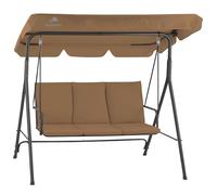 HinHocker Balancelle 3 places avec toit pare-soleil | Marron | Charge maximale : 250 kg | Chaise à bascule, banc à bascule pour extérieur | Balancelle de jardin, fauteuil à bascule | Bascule souple