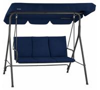 HinHocker, balancine hollywoodienne 3 places avec auvent, couleur bleu foncé, capacité de charge jusqu'à 250 kg, pour jardin