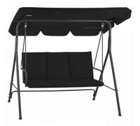 HinHocker, balancine hollywoodienne 3 places avec auvent, noire, capacité de charge jusqu'à 250 kg, pour jardin