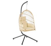HinHocker Fauteuil suspendu avec support, crème, balançoire suspendue pour l'intérieur et l'extérieur, fauteuil à bascule