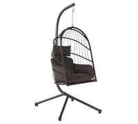 HinHocker fauteuil suspendu avec support, brun, balançoire suspendue pour l'intérieur et l'extérieur, fauteuil à bascule