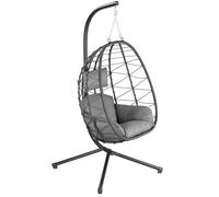 HinHocker fauteuil suspendu avec support, anthracite, balançoire suspendue pour l'intérieur et l'extérieur, fauteuil à bascule