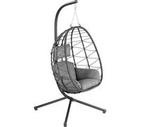 HinHocker fauteuil suspendu avec support, anthracite, balançoire suspendue pour l'intérieur et l'extérieur, fauteuil à bascule