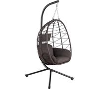 HinHocker fauteuil suspendu avec support, brun, balançoire suspendue pour l'intérieur et l'extérieur, fauteuil à bascule
