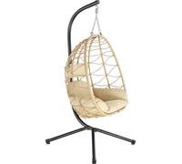HinHocker Fauteuil suspendu avec support, crème, balançoire suspendue pour l'intérieur et l'extérieur, fauteuil à bascule