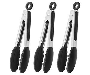 HINMAY Lot de 3 mini pinces avec embouts en silicone 7" (noir)