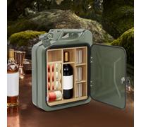 HINOPY Mini bar - Caisse à bière avec clé - 35 x 15,5 x 47 cm | Bar mobile avec séparateurs en bois et serrure de sécurité, bar à boissons en métal pour cadeau, homme, fête, camping