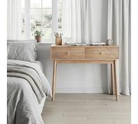 hinrey Table console étroite couleur chêne 100 x 35 x 80 cm Table de | 35 cm de profondeur s'adapte derrière le canapé et dans les niches étroites - Deux tiroirs avec protection anti-chute créent