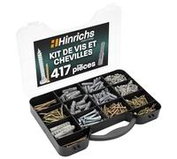HInrichs Kit de Vis et Cheville 417 Pièces - Boite a Vis avec 204 Cheville Beton de 4 Tailles + 213 Vis de 9 Tailles - Visse