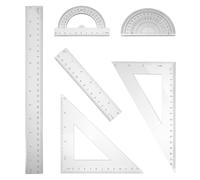 HINTRMENT Ensemble et Rapporteur 2 Sets D'outils de Mesure Mathématiques Règle Triangulaire Ps Solide Surface Résistante et Incassable pour Dessin et Étudiants