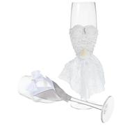 HINTRMENT Paire de Gobelets à Vin en Verre pour Mariage, Flûtes de Marié en Verre Tissu, pour Occasions Spéciales et Banquets