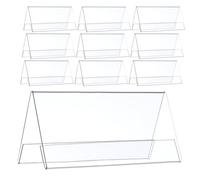 HINTRMENT Présentoir à Cartes en Pet Double Face pour Bureau, Lot de 10 Porte-noms Acryliques, Design Triangulaire pour Organisation Professionnelle des Sièges en Restaurant ou Magasin