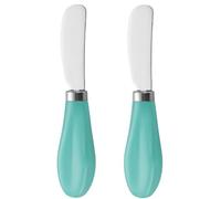 Hintyne Couteau à beurre 2 pièces en acier inoxydable avec manche en céramique verte couteau à fromage et épandeur de beurre ustensiles de cuisine pour et fromage