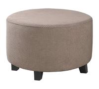 Hintyne Housse de Pouf Ronde en Jacquard Extensible Housse de Pouf Pliable et Lavable avec Bordure élastique Convient aux poufs 61 à 74 cm diamètre. Marron