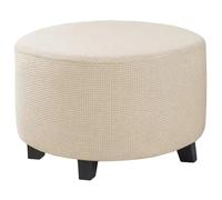 Hintyne Housse de Repose-Pieds Ronde Housse de Repose-Pieds Extensible en Jacquard - Pliable Lavable avec Bord élastique Convient pour 24-29 diamètre..Kaki