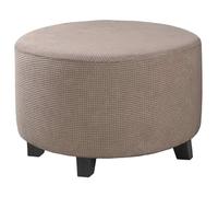 Hintyne Housse de Repose-Pieds Ronde Housse de Repose-Pieds Extensible en Jacquard - Pliable Lavable avec Bord élastique Convient pour 24-29 diamètre..Brun