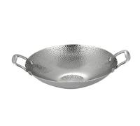 Hintyne Mini wok en acier inoxydable 23 cm (9 pouces) à double poignée fond rond antiadhésif wok épais compatible induction pour sautés soupes et pâtes