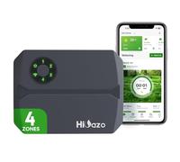 HiOazo Programmateur d'Arrosage WiFi 4 Zones HSC-400W Contrôleur d'Irrigation Automatique avec Saut Météo Intelligen, Protection Anti-Coup de Bélier, Contrôle via App pour Jardin, Pelouse, Serre, Gris