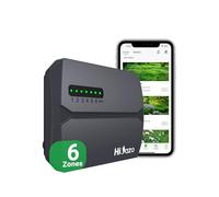 HiOazo Programmateur d'Arrosage WiFi 6 Zones, Contrôleur d'Irrigation Intelligent avec Détection Météo, Économie d'Eau par Calcul du Volume, Arrosage Automatique & Manuel pour Pelouse, Jardin, Potager