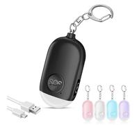 Hion 130DB Alarme Personnelle Anti-Agression avec Porte-clé,Rechargeables Alarme de Poche avec LED Lampe de Poche Torche Alarme,pour Femme Enfants Personnes aîné(Noir)