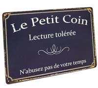 Hioni Le Petit Coin Lecture Tolérée N'abusez Pas De Votre Temps, Pancarte En Métal Panneau Poster Plaque Métallique Slogan Art Décor Vintage Pr Bar Café Pub