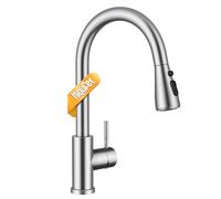 Hiqufet Robinets de Cuisine, Robinet Mitigeur Évier avec Pivotant 360° et Bec Extractible, Robinet Évier Haute Arche à Une Seule Manette en Acier Inoxydable, Nickel Brossé