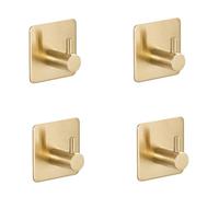 HIRAIDAI Crochet Adhésif En Acier Inoxydable Lot De 4 Portes D'Hôtel En Acier Inoxydable Anti-Perforation Pour Salle De Bain, Cuisine Et Armoire - Carré Or Brossé