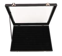 Hiraith Vitrine à 100 Anneaux avec Couvercle Transparent et Cadre en Bois | Inserts en mousse floquée, compartiments doublés pour boucles d\'oreilles et broches, rangement à domicile ou vitrine de