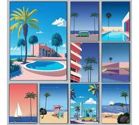 Hiroshi Nagai Vaporwave japon plage ville été mur Art toile peinture impressions affiches mur photos nordique salon décor MULTI