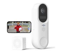 Hiseeu 2K Sonnette Vidéo WiFi sans Fil, 4500mAh, Vision Nocturne, IP65 | Détection Humaine PIR, Audio Bidirectionnel, Appel Vidéo, Stockage Cloud, Multi-Utilisateurs, Carillon Sans Fil